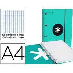 Carpeta con recambio antartik a4 cuadro 5mm forrada 4 anillas 25mm redondas color lavanda