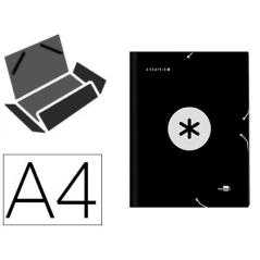 Carpeta antartik gomas a4 3 solapas carton forrado color negro
