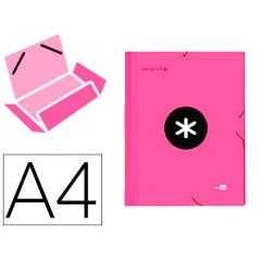 Carpeta antartik gomas a4 3 solapas carton forrado color rosa