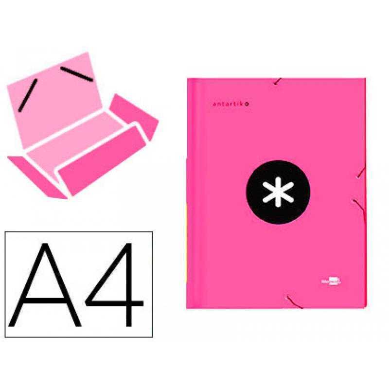 Carpeta antartik gomas a4 3 solapas carton forrado color rosa