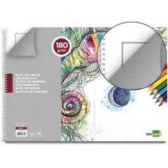 Bloc dibujo liderpapel lineal espiral 460x325 mm 20 hojas 180 gr/m2 con recuadro perforado
