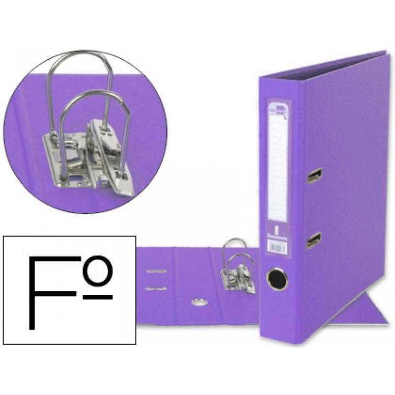 Archivador de palanca liderpapel folio documenta forrado pvc con rado lomo 52 mm lila compresor metalico