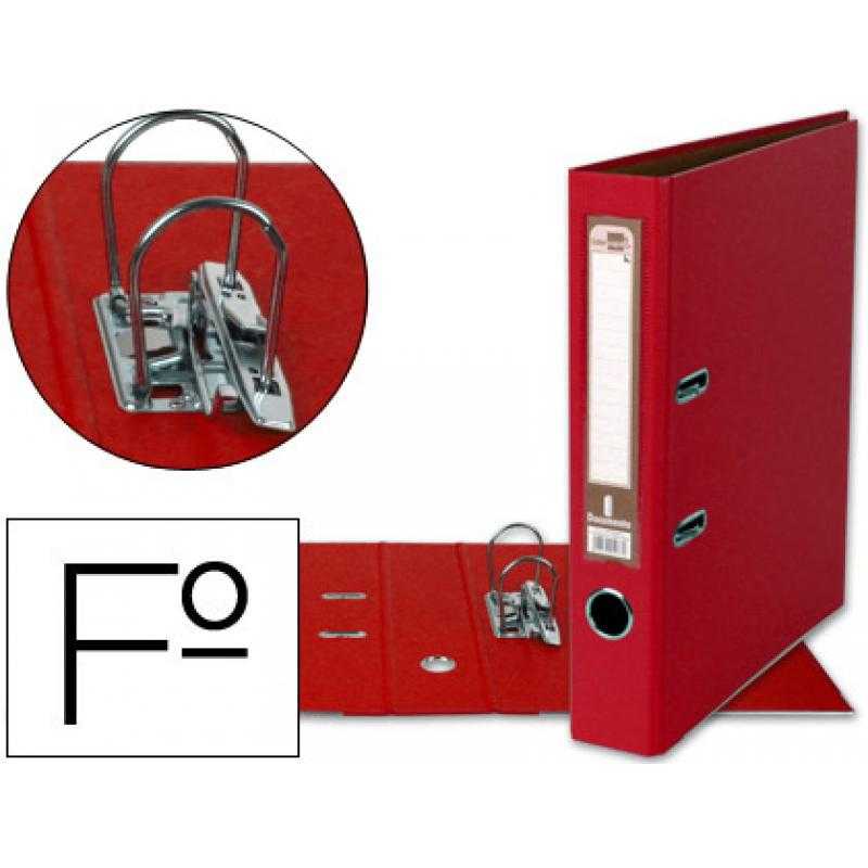 Archivador de palanca liderpapel folio documenta forrado pvc con rado lomo 52 mm rojo compresor metalico