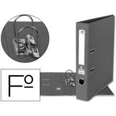 Archivador de palanca liderpapel folio documenta forrado pvc con rado lomo 52 mm gris compresor metalico