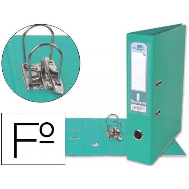 Archivador de palanca liderpapel folio documenta forrado pvc con rado lomo 75 mm verde claro compresor