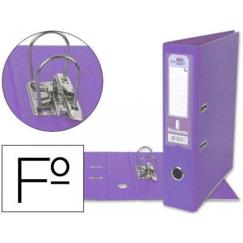 Archivador de palanca liderpapel folio documenta forrado pvc con rado lomo 75 mm lila compresor metalico