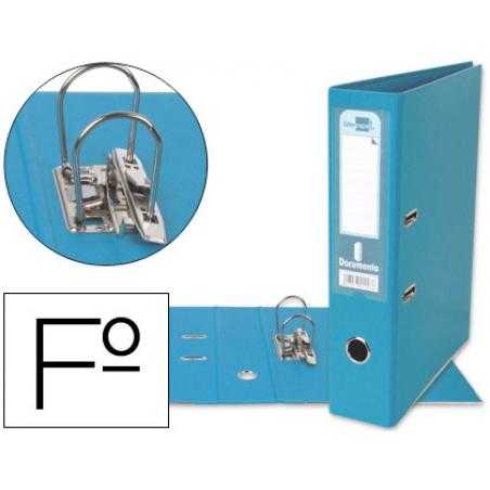 Archivador de palanca liderpapel folio documenta forrado pvc con rado lomo 75 mm celeste compresor metalico