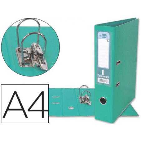 Archivador de palanca liderpapel a4 documenta forrado pvc con rado lomo 75 mm verde claro compresor