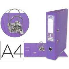 Archivador de palanca liderpapel a4 documenta forrado pvc con rado lomo 75 mm lila compresor metalico