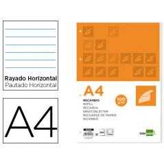 Recambio liderpapel a4 100 hojas 100 g/m2 rayado horizontal con margen 4 taladros - Imagen 1