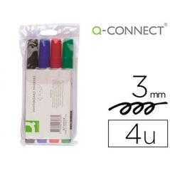 Rotulador q-connect pizarra blanca caja 4 colores surtidos punta redonda 3 mm
