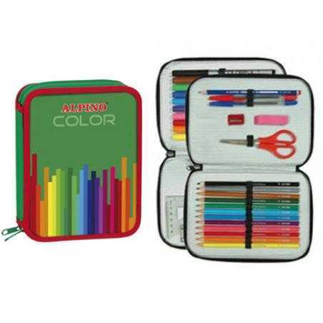 Plumier escolar alpino color pequeño doble cremallera - Imagen 1