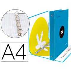 Carpeta 4 anillas 40 mm mixtas antartik a4 forrada color azul