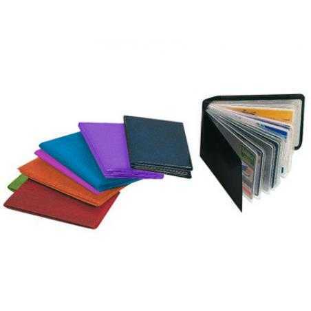 Portatarjetas de credito fabricadas en pvc base opaca capacidad 10 tarjetas colores surtidos expositor de 30 uds