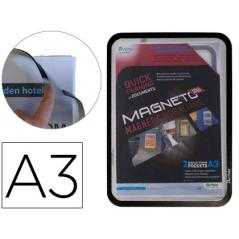 Marco porta anuncios tarifold magneto din a3 con 4 bandas magnéticas en el dorso color negro pack de 2 unidades