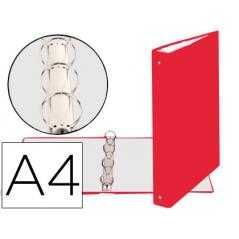 Carpeta de 4 anillas 30mm redondas exacompta din a4 carton forrado rojo