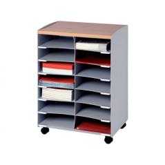 Modulo paperflow con 14 casillas y ruedas pivotantes color gris 720x514x330 mm
