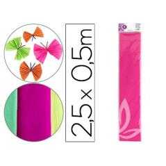 Papel crespón liderpapel 50 cm x 2,5 m 34g/m2 rosa fluorescente