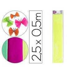 Papel crespón liderpapel 50 cm x 2,5 m 34g/m2 amarillo fluorescente