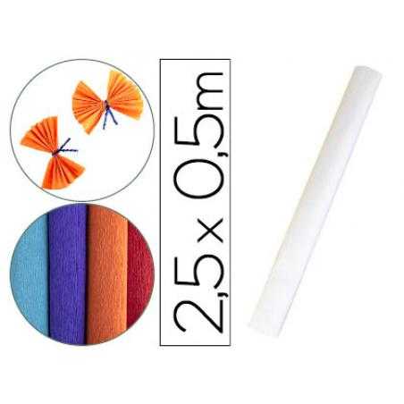 Papel crespón liderpapel rollo de 50 cm x 2,5 m 85g/m2 blanco