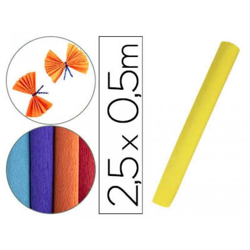 Papel crespón liderpapel rollo de 50 cm x 2,5 m 85g/m2 amarillo