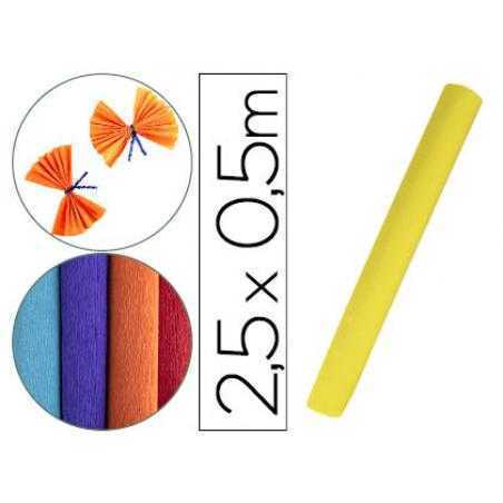 Papel crespón liderpapel rollo de 50 cm x 2,5 m 85g/m2 amarillo