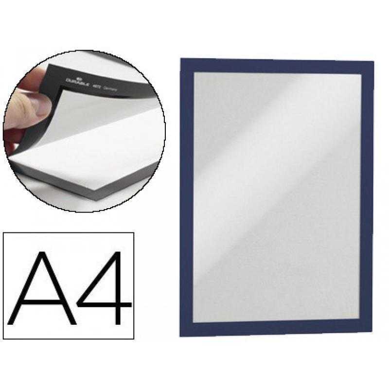 Marco porta anuncios durable magnetico din a4 dorso adhesivo removible color azul pack de 2 unidades