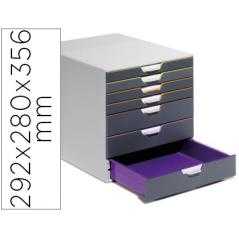 Fichero cajones de sobremesa durable varicolor apilables 7 cajones plastico 292x280x356 mm