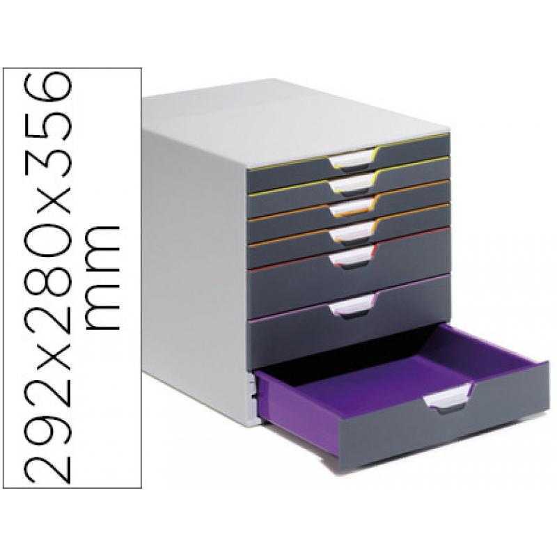 Fichero cajones de sobremesa durable varicolor apilables 7 cajones plastico 292x280x356 mm