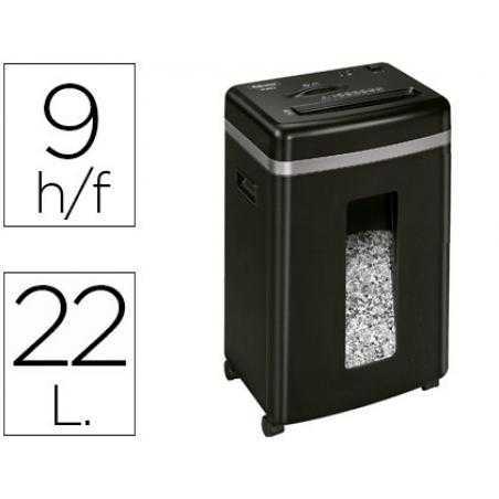 Destructora de documentos fellowes 450m capacidad de corte 9 hojas destruye grapas clips tarjetas y cd 22 litros
