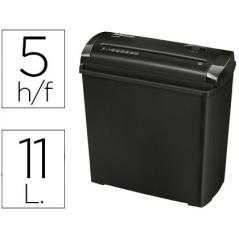Destructora de documentos fellowes p-25s capacidad de corte 5 hojas corte en tiras papelera 11 litros