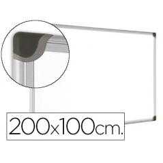 Pizarra blanca bi-office magnética maya w ceramica vitrificada marco de aluminio 200 x 100 cm con bandeja para