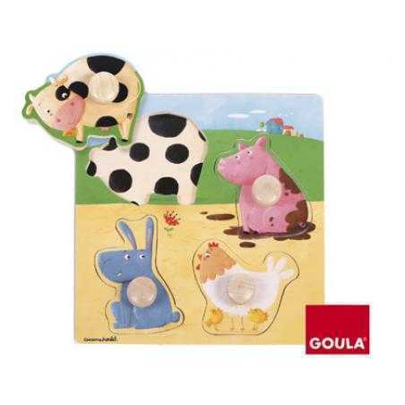 Puzle goula madera 4 piezas animales granja color