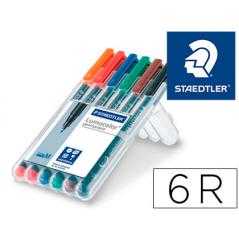 Rotulador staedtler lumocolor retroproyeccion punta de fibra permanente 317 wp estuche 6 colores punta media