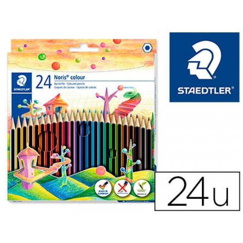 Lápices de colores staedtler wopex ecologico 24 colores en caja de cartón