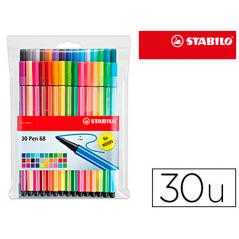 Rotulador stabilo acuarelable pen 68 estuche de 24 colores estandar + 6 colores neon
