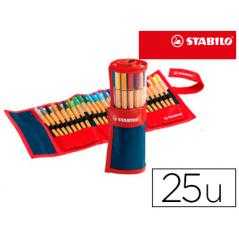 Rotulador stabilo punta de fibra point 88 estuche rollerset de 25 colores surtidos
