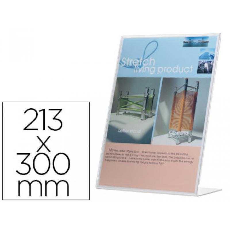 Expositor sobremesa q-connect con forma de l metacrilato tamaño 213x300 mm