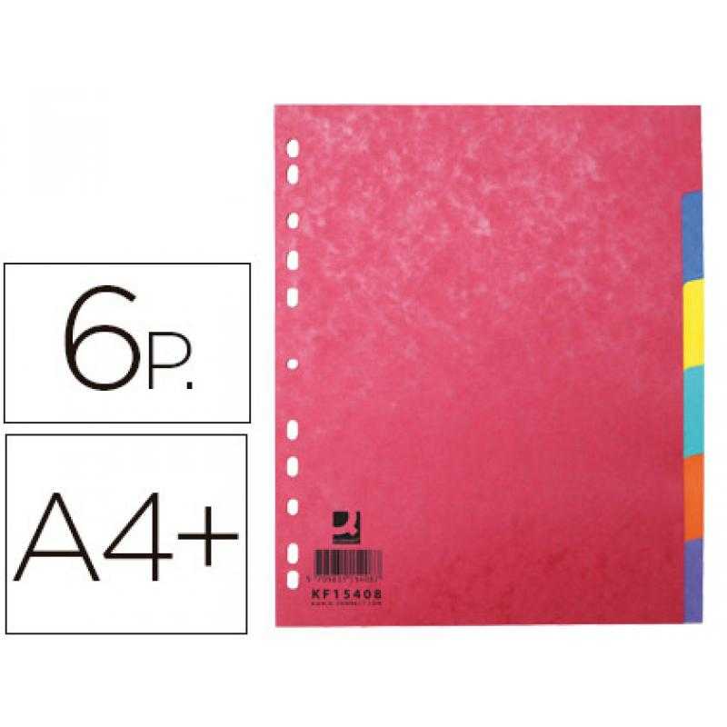 Separador q-connect cartulina brillo juego de 6 separadores din a4+ multitaladro