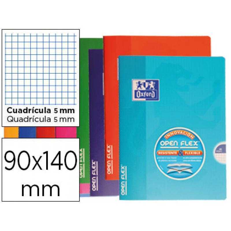 Libreta escolar oxford tapa flexible optik paper openflex 48 hojas 90 gr 90 x 140 mm cuadro 5 mm colores surtidos
