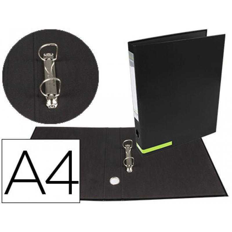 Carpeta de 2 anillas 25 mm mixtas liderpapel a4 forrado color system con ollao y tarjetero negro