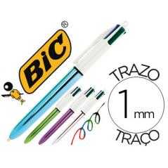 Boligrafo bic cuatro colores shine colores metalizados punta de 1 mm presentación en expositor
