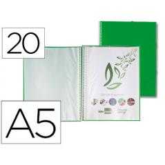 Carpeta liderpapel escaparate con espiral 20 fundas polipropileno din a5 verde