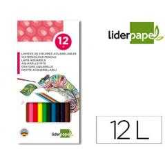 Lápices de colores acuarelables liderpapel caja de 12 colores