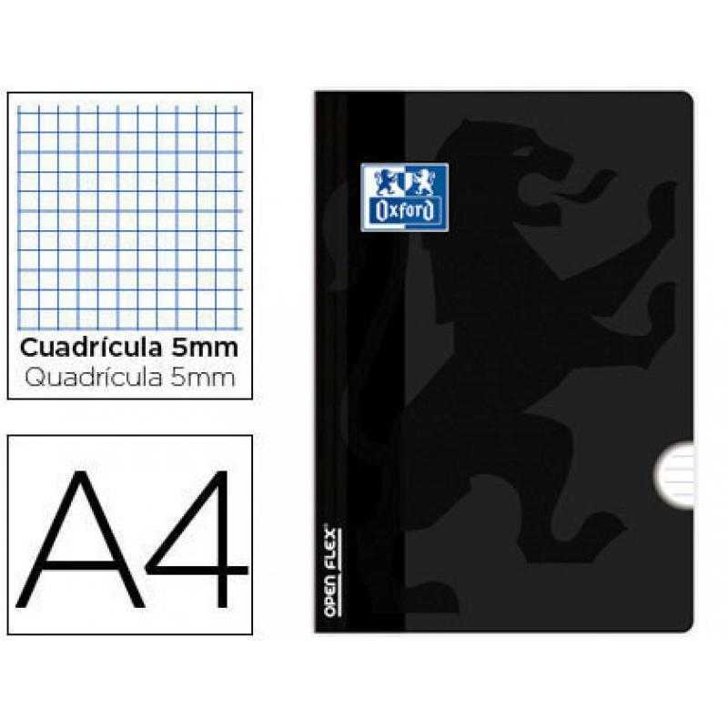 Libreta escolar oxford openflex tapa flexible optik paper 48 hojas din a4 cuadro 5 mm color negro