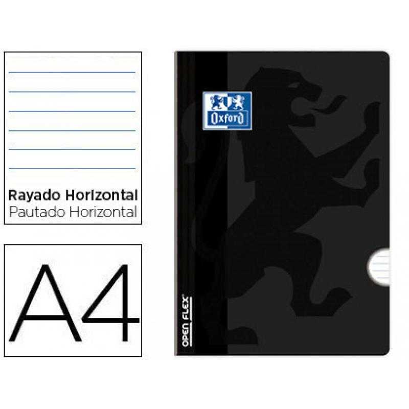Libreta escolar oxford openflex tapa flexible optik paper 48 hojas din a4 rayado horizontal color negro
