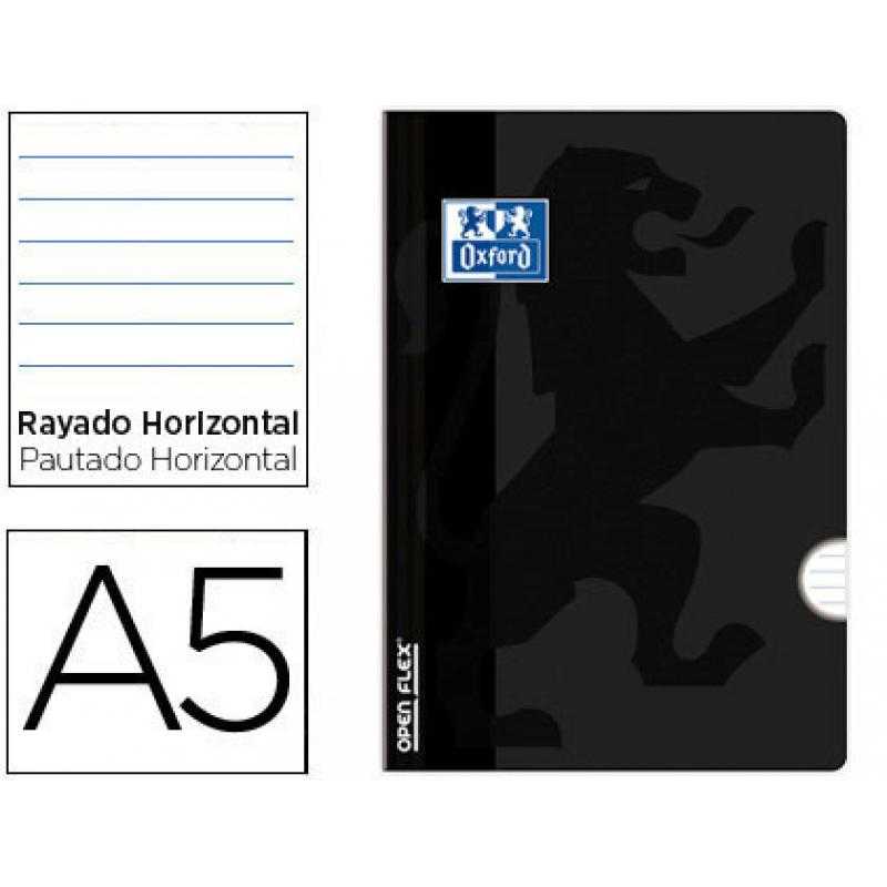 Libreta escolar oxford openflex tapa flexible optik paper 48 hojas din a5 rayado horizontal color negro