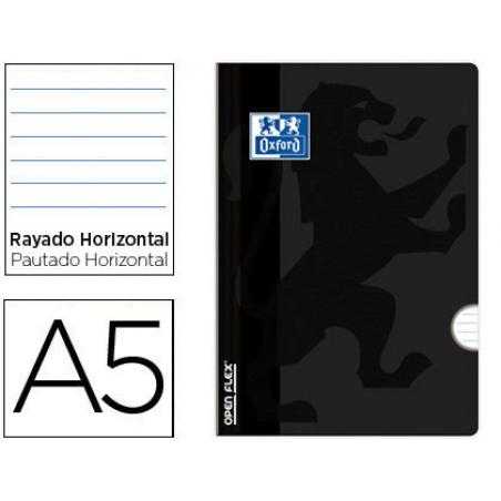 Libreta escolar oxford openflex tapa flexible optik paper 48 hojas din a5 rayado horizontal color negro