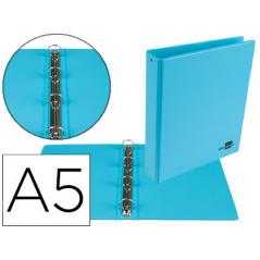 Carpeta de 4 anillas 25 mm redondas liderpapel a5 carton forrado pvc azul