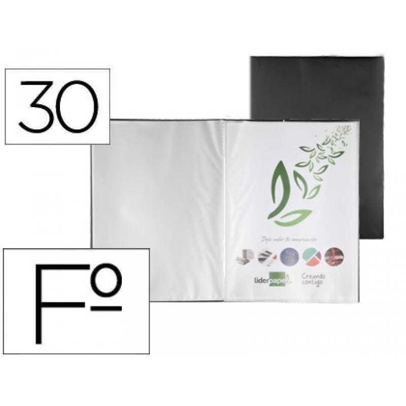 Carpeta liderpapel escaparate 30 fundas pvc folio negro